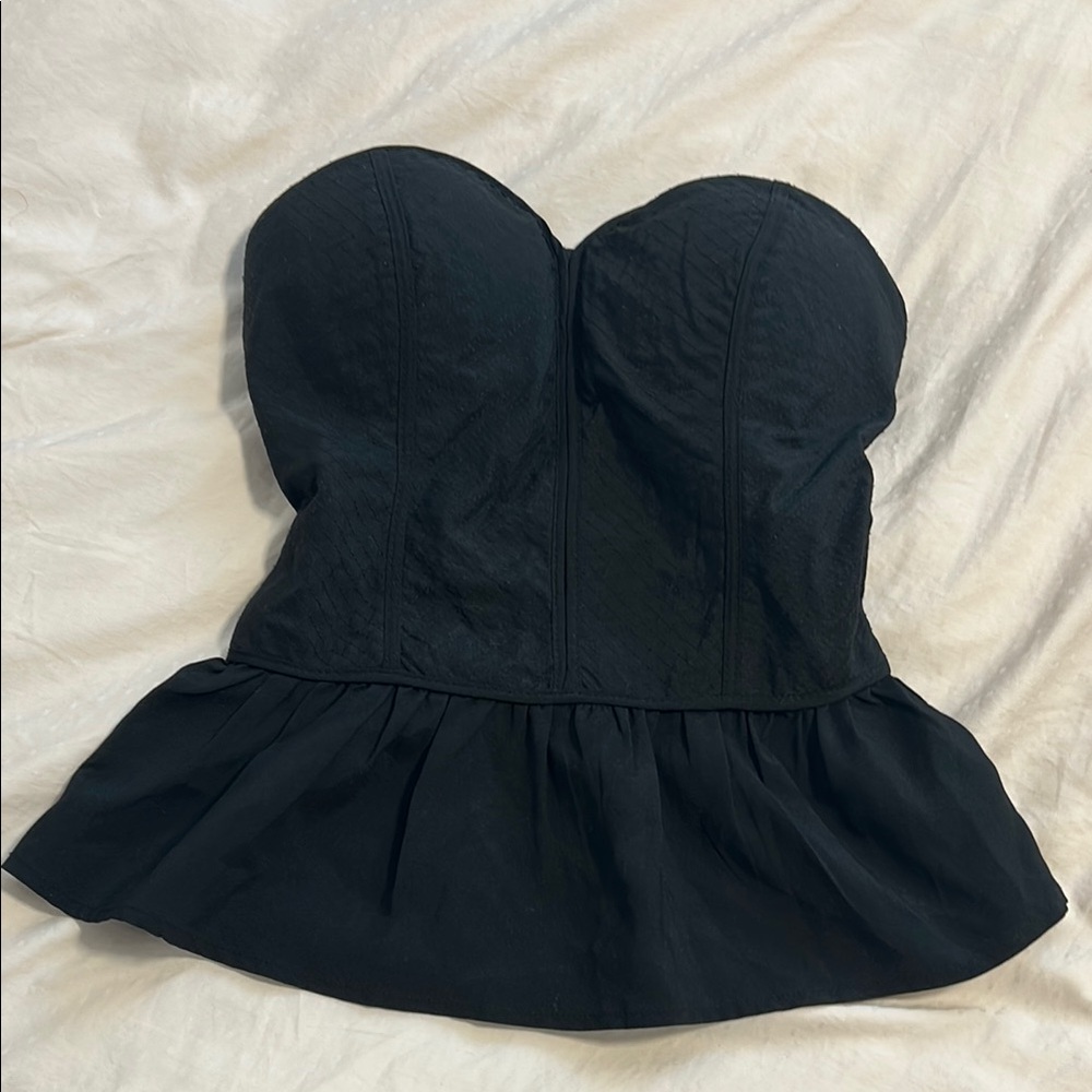 Charlotte Russe Black Strapless Peplum Tank Top
